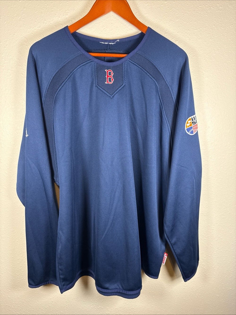 Boston Red Sox MLB Majestic Authentic Navy Blue Therma Base Pullover Mens 3X